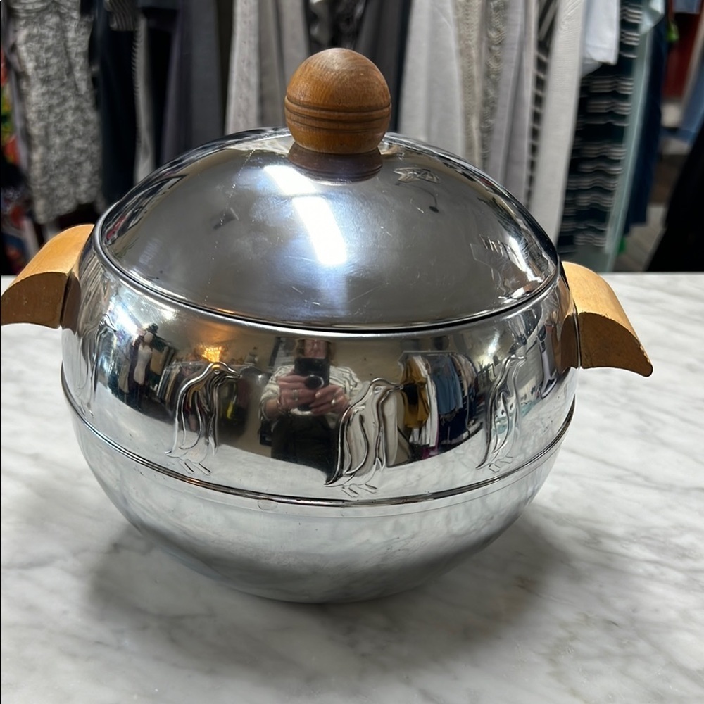 Vintage West Bend Aluminum Penguin Hot & Cold Server Made in USA